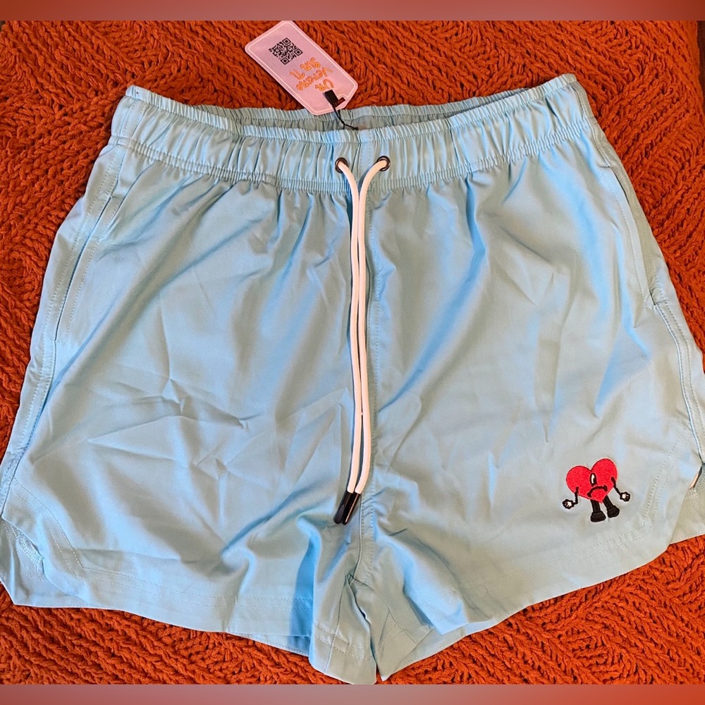 Bad Bunny Un Verano Sin Ti Turquoise Solid Shorts Large